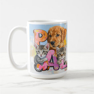 Reizendes PAL Neuesgieriges Hund und Katzen in Was Kaffeetasse