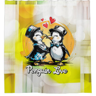 Reizendes Pinguin-Paar Duschvorhang