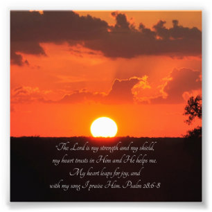 Reizendes Sonnenuntergang-Psalm-28:6 - 8 Fotodruck
