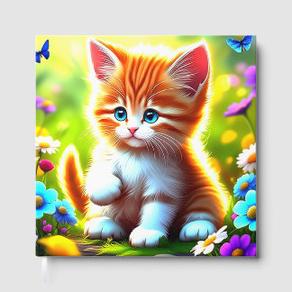 Reizendes Tabby-Kätzchen in einer blumigen Wunderl Gästebuch