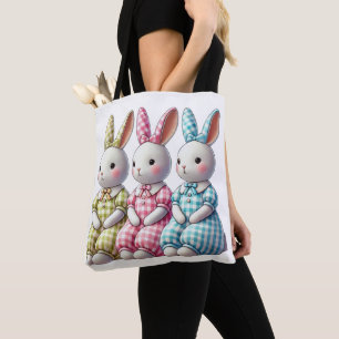 REIZENDES TRIO AUS GINGHAM-OSTERHASEN TASCHE