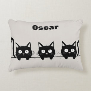 Reizendes Trio schwarzer Katzen Dekokissen