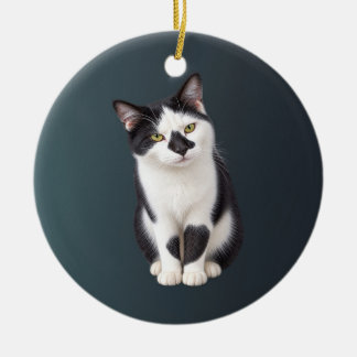 Reizendes Tuxedo-Hauskatzen-Kätzchen Keramik Ornament