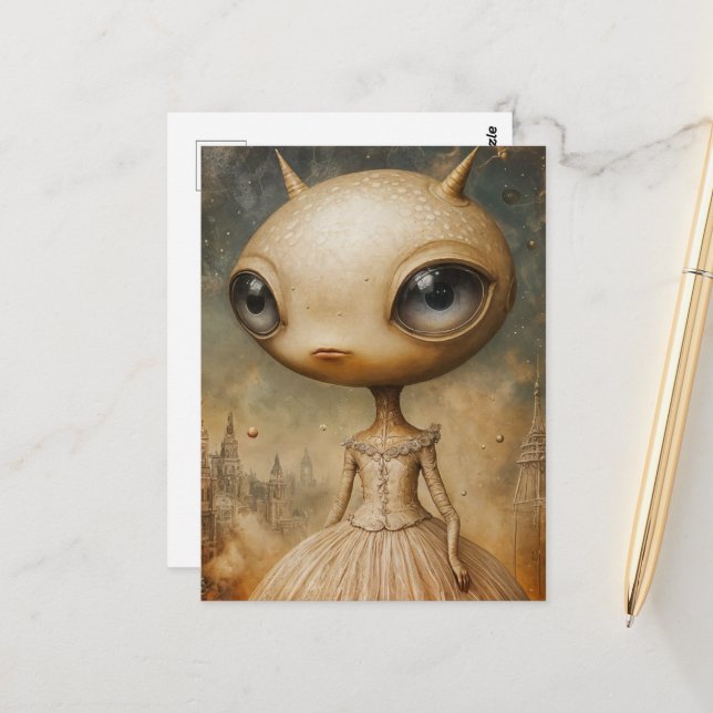Reizvolle Alien-Fantasy Postkarte (Vorderseite/Rückseite Beispiel)