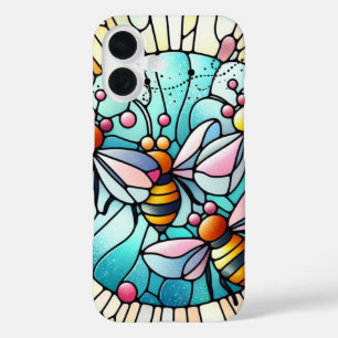 Reizvolle Bienen Glasmalereieffekt iPhone 16 Hülle