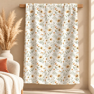 Reizvolle Boho-Sage-Kupfer-Wildblumen-Decke Sherpadecke