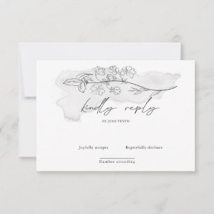Reizvolle botanische elegante Schrift RSVP-Karte RSVP Karte