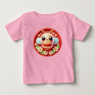 Reizvolle Cartoon-Biene mit Blumen verziert Baby T-shirt