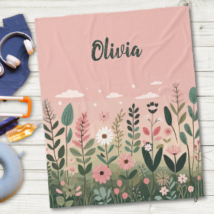 Reizvolle Cartoon-Wildblumen Personalisiert Fleecedecke