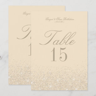 Reizvolle Champagner-Glitter-Tischnummernkarten Einladung