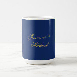 Reizvolle Chic Kalligrafie Paar Namen Blau & Gold  Kaffeetasse