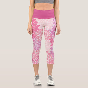 Reizvolle Dahlie Dunkelrosa Lila Botanisch Floral Capri Leggings