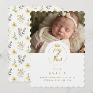 Reizvolle florale Z-Initiale Gold Glitter Neugebor