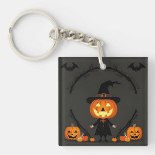 Reizvolle Halloween-Szene mit Kürbis Schlüsselanhänger