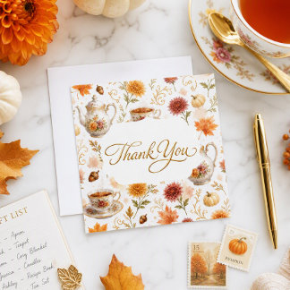 Reizvolle Herbst-Teeservice-Dankeschön-Party-Karte Dankeskarte