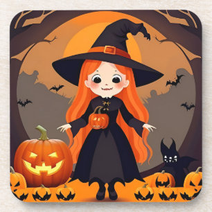Reizvolle Hexe in einem Halloween-Szenario mit Kür Getränkeuntersetzer