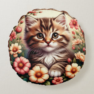 Reizvolle Katze Rundes Kissen