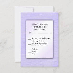 Reizvolle Lavendel-Speisekarte Hochzeits-RSVP RSVP Karte