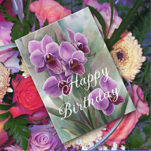 Reizvolle Magenta-Rosa-Winter-Orchideen-Geburtstag Karte