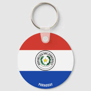 Reizvolle patriotische Flagge Paraguays Schlüsselanhänger