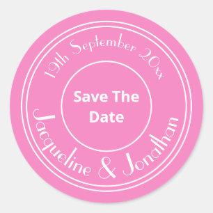 Reizvolle Pink Hochzeit Save The Date Chic WhiteSc Runder Aufkleber