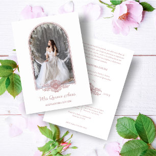Reizvolle Quinceañera Spanischer Stilysh Rosa Boge Einladung