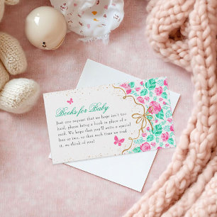 Reizvolle rosa Rosenblume goldene Schleife Baby-Ei Begleitkarte