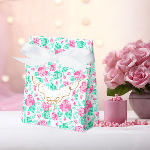 Reizvolle rosa Rosenblume goldene Schleife Baby-Ei Geschenkschachtel