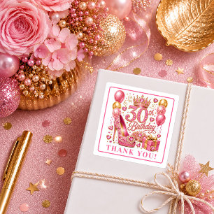Reizvolle Roségold-Glitter-Sticker zum 30. Geburts Quadratischer Aufkleber