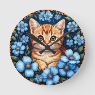 Reizvolle rote Katze Runde Wanduhr