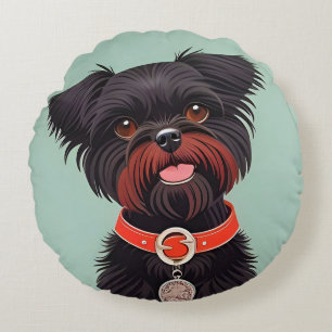Reizvolle schwarze Hundeillustration Rundes Kissen