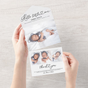 Reizvolle Skript-Foto-Geburtsanzeige-Karten All In One Einladung