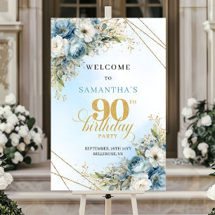 Reizvolle staubblaue Blumen im goldenen Rahmen zum Poster