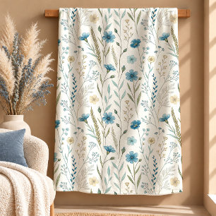 Reizvolle staubblaue Wildblumen-Decke Geschenk Kun Sherpadecke