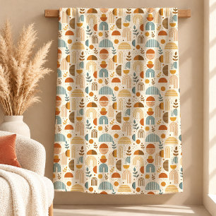 Reizvolle Terrakotta-Senf-Boho-Decke Fleecedecke
