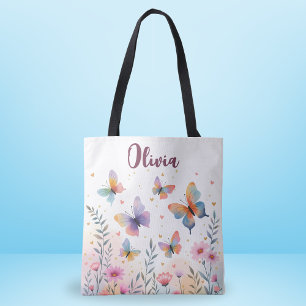Reizvolle Wasserfarben-Schmetterlingswiese Tasche