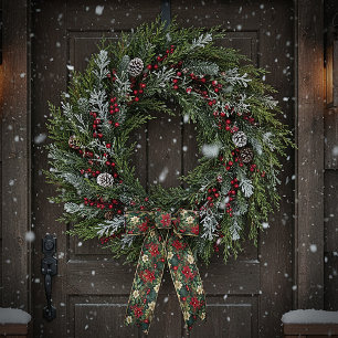 Reizvolle Weihnachts-Chinoiserie-Blumen Satinband