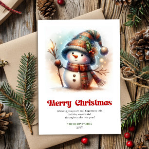 Reizvolle Weihnachts-Schneemann-Kids-Urlaubskarte Feiertagskarte