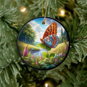 Reizvoller Atlantis-Perlmutterfalter-Schmetterling Keramik Ornament