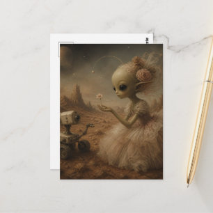 Reizvoller Außerirdischer und Roboterkamera-Fantas Postkarte