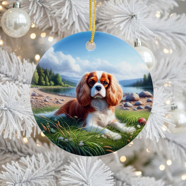 Reizvoller Cavalier King Charles Spaniel Erinnerun Keramik Ornament (Von Creator hochgeladen)