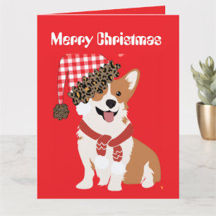 Reizvoller Feiertags-Welpe mit Weihnachtsmannmütze Karte