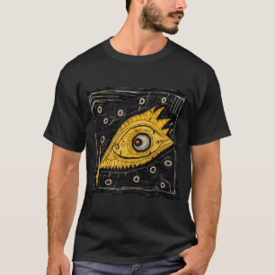 Reizvoller gelber Monsterfisch in einem mysteriöse T-Shirt