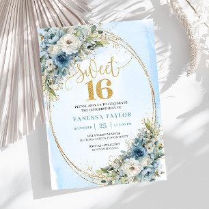 Reizvoller Gold-Glitter-Rahmen Sweet Sixteen Gebur Einladung