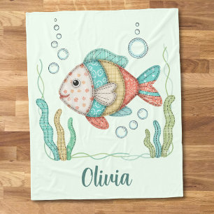 Reizvoller Patchwork-Fisch Fleecedecke