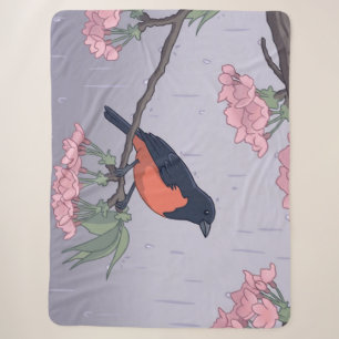 Reizvoller schwarzer und roter Vogel auf einem Kir Sherpadecke