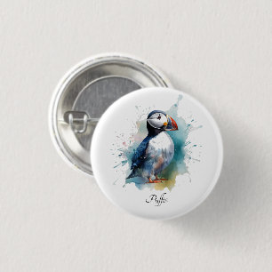 Reizvoller Wasserfarben-Papageientaucher, individu Button