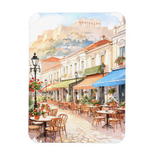 Reizvolles Athen Griechenland Straße Aquarell Magnet