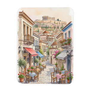 Reizvolles Athen Griechenland Straße Aquarell Magnet