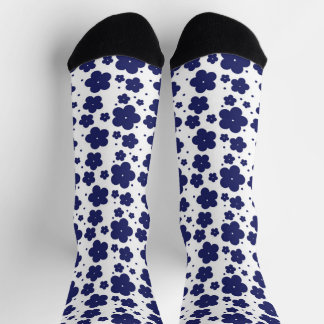 Reizvolles dunkelblaues flaches botanisches Kunstm Socken